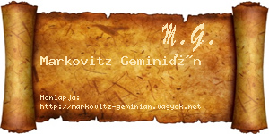 Markovitz Geminián névjegykártya